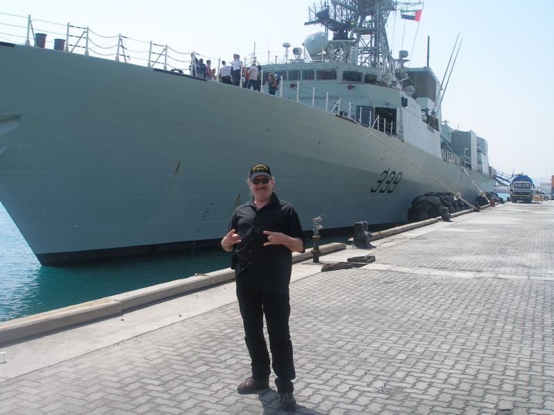 Matt in front of HMCS Charlottetown